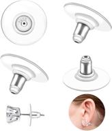 🔒 secure stud earring backs: 18k gold plated bullet clutch with rubber pad - hypoallergenic safety replacement stoppers for droopy heavy earrings, 2 pairs - white gold logo