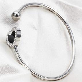 img 1 attached to 💖 Jude Jewelers Stainless Steel Open Cuff Bracelet with Stylish Black Enamel Heart Design