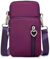 👜 purple women's nylon cell phone purse travel crossbody bag with wristband, sport armband wallet for samsung galaxy s10 plus, s9 plus, a50, a7, j7 star, j7 v, j7 pro, j4, moto g7, z4, z3, g6, e5 play, htc u12 plus, oneplus 6t logo