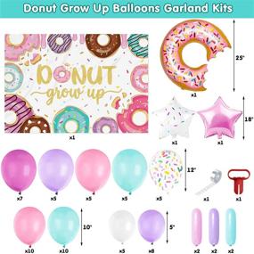 img 3 attached to 🍩 Donut Grow Up Photo Backdrop and Balloons Garland Decor Kit with Pastel Sprinkles, Confetti Doughnut Centerpiece - Perfect for Kids Birthday Party Photography Background Ideas