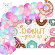 🍩 donut grow up photo backdrop and balloons garland decor kit with pastel sprinkles, confetti doughnut centerpiece - perfect for kids birthday party photography background ideas логотип