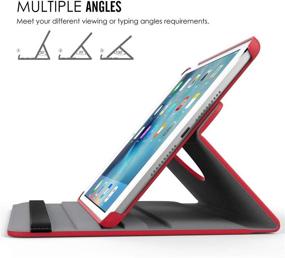 img 1 attached to 🔴 Premium Leather Case for New iPad 2017 9.7" / iPad Air 2 - 360° Rotating Stand, Auto Sleep/Wake - Red