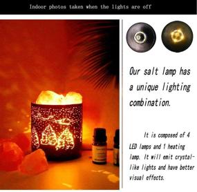 img 2 attached to 🌲 Himalayas Salt Lamps: Metal Carving Night Light with Natural Glow Salt Crystal - USB/Battery Powered, Christmas Tree Design