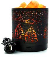 🌲 himalayas salt lamps: metal carving night light with natural glow salt crystal - usb/battery powered, christmas tree design логотип