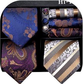 img 4 attached to 🎩 Add a Touch of Elegance: Hi Tie Purple Necktie with Pocket Cufflinks - Perfect Men's Accessories in Ties, Cummerbunds & Pocket Squares