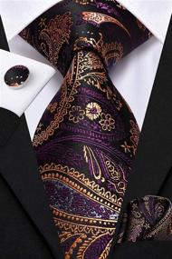 img 2 attached to 🎩 Add a Touch of Elegance: Hi Tie Purple Necktie with Pocket Cufflinks - Perfect Men's Accessories in Ties, Cummerbunds & Pocket Squares