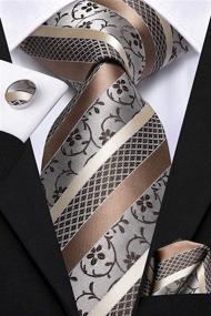 img 1 attached to 🎩 Add a Touch of Elegance: Hi Tie Purple Necktie with Pocket Cufflinks - Perfect Men's Accessories in Ties, Cummerbunds & Pocket Squares