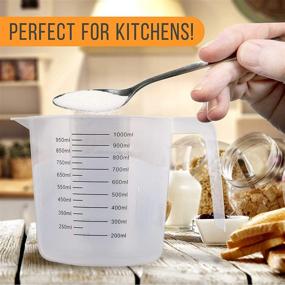 img 1 attached to 🥄 U.S. Kitchen Supply - Set of 6 Plastic Graduated Measuring Cups with Handles - 32 oz (1000 ml) Capacity, Ounce and ML Markings - Ideal for Measuring & Mixing Recipe Ingredients, Flour, Water