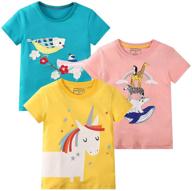 tunic t-shirts for toddler girls - 3-pack sets of unicorn graphic short sleeve cotton tees for casual summer wear logo