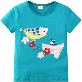 img 2 attached to Tunic T-Shirts for Toddler Girls - 3-Pack Sets of Unicorn Graphic Short Sleeve Cotton Tees for Casual Summer Wear