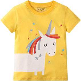 img 1 attached to Tunic T-Shirts for Toddler Girls - 3-Pack Sets of Unicorn Graphic Short Sleeve Cotton Tees for Casual Summer Wear