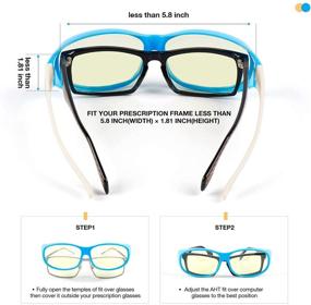 img 2 attached to AHT Fit Over Computer Glasses For Women And Men - Blue Light Blocking Glasses(Blue Beige)