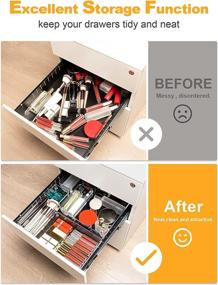 img 1 attached to SMARTAKE 16-Piece Drawer Organizers: Versatile Clear Plastic Trays for Tidy Kitchen, Office, Home & Bathroom