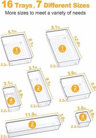 img 3 attached to SMARTAKE 16-Piece Drawer Organizers: Versatile Clear Plastic Trays for Tidy Kitchen, Office, Home & Bathroom