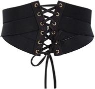 👗 yoli women's elastic waist belt cinch with wide band and lace-up waspie corset logo