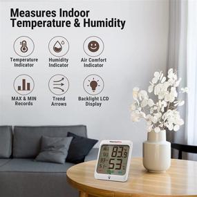 img 3 attached to 🌡️ ThermoPro TP53: Accurate Digital Hygrometer Indoor Thermometer for Home with Comfort Indicator, Max Min Records & Backlight Display