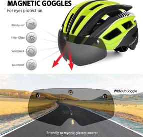 img 1 attached to 🏻 Stay Safe and Stylish on Your Bike with FUNWICT Adult Bike Helmet - Detachable Magnetic Goggles Visor and LED Light for Men and Women