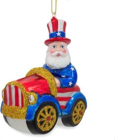 img 3 attached to 🎅 USA Uncle Sam Santa in Car Glass Christmas Ornament by BestPysanky - Perfect for Holiday Décor and Gifts