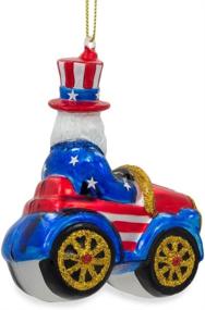 img 2 attached to 🎅 USA Uncle Sam Santa in Car Glass Christmas Ornament by BestPysanky - Perfect for Holiday Décor and Gifts