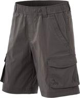 cqr kids youth pull on cargo shorts: 🩳 durable, outdoor camping hiking shorts with elastic waist & pockets logo