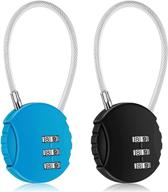 🔒 cromll 2 pack waterproof combination lock with 3 digits for gym, school locker, sports locker, fence, toolbox, gate, case, hasp storage (black & blue) logo
