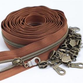 img 3 attached to 🔗 10 Yards MebuZip #5 Antique Brass Metallic Nylon Coil Zipper Roll with 25pcs Pulls for DIY Sewing Craft Bags in Brown - Bulk Coil Zipper by The Yard