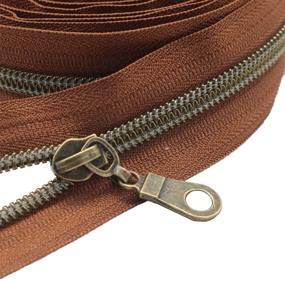 img 4 attached to 🔗 10 Yards MebuZip #5 Antique Brass Metallic Nylon Coil Zipper Roll with 25pcs Pulls for DIY Sewing Craft Bags in Brown - Bulk Coil Zipper by The Yard