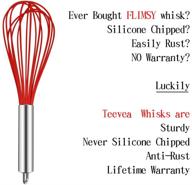 🧙 teevea (upgraded) 3 pack very sturdy kitchen whisk set - silicone balloon wire whisk, egg beater, and milk frother - red logo