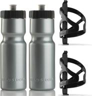 2-pack of bpa-free bicycle squeeze bottles - 22 oz. with durable 🚲 plastic holder cage for water, made in usa - 50 strong bike bottle holder logo