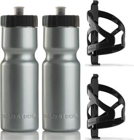 img 4 attached to 2-Pack of BPA-Free Bicycle Squeeze Bottles - 22 oz. with Durable 🚲 Plastic Holder Cage for Water, Made in USA - 50 Strong Bike Bottle Holder