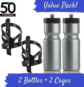 img 3 attached to 2-Pack of BPA-Free Bicycle Squeeze Bottles - 22 oz. with Durable 🚲 Plastic Holder Cage for Water, Made in USA - 50 Strong Bike Bottle Holder