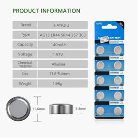 img 3 attached to Tianqiu LR44 AG13 303 SR44 357 Button Battery Alkaline 1.5V - NestEcho 120 Pack