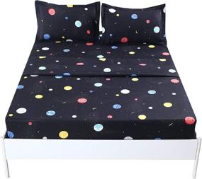 img 1 attached to 🌌 Black Planet Bed Sheet Set by MAG Galaxy - Microfiber Outer Space Bedding Sheets for Boys, Girls, and Kids - Twin Size with 1 Flat & 1 Fitted Sheet + 1 Pillow Sham