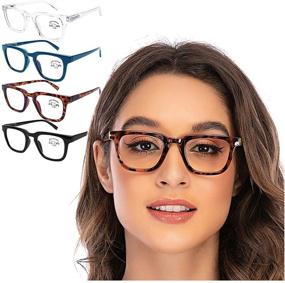 img 4 attached to 👓 4 Pack Computer Reading Glasses: Blue Light Blocking, Anti Glare Filter, UV Rays Protection, Stylish Spring Hinge Frames, 1.0 (+3.50)