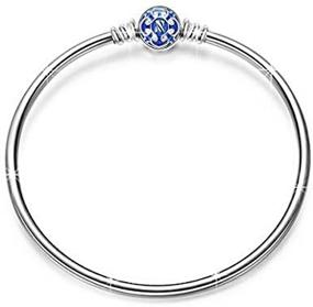 img 1 attached to 🎁 NINAQUEEN Sterling Silver Bangle Bracelet for Charms with Enamel Clasp, Including Jewelry Box - Perfect Gift for Ladies