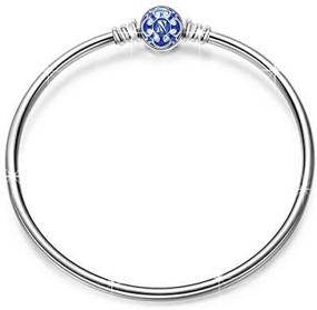 img 4 attached to 🎁 NINAQUEEN Sterling Silver Bangle Bracelet for Charms with Enamel Clasp, Including Jewelry Box - Perfect Gift for Ladies