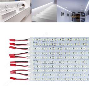 img 4 attached to 💡 ICIH (Pack of 10) Aluminum DC12V 0.7A 8W SMD2835 72LED 0.5M/20-inch Rigid Hard LED Strip Light - Ultra Bright Home Lighting in Daylight White 6000K (IH-2835-72DW)