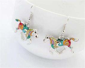 img 1 attached to Elegant Enamel Festoon Horse Necklace & Earring Set for Girls: Kiokioa Silver Chain