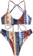 🌺 zaful women's retro floral paisley strappy bikini: back lace-up two-piece swimsuits with enhanced seo logo