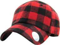 kbethos classic adjustable 6 panel dad hat in lumberjack plaid suede corduroy pu melange design for casual style and soft comfort logo