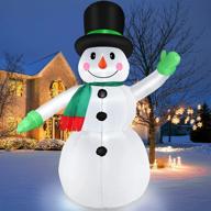 🎅 thanger 7 ft christmas inflatables snowman outdoor yard decorations: led-lit snowman with black hat, perfect winter decor for holiday patio lawn logo