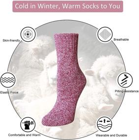 img 3 attached to Womens Wool Socks: Vintage Knit Winter Warmth - 5 Pairs for Women & Men
