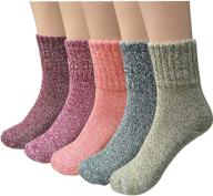 womens wool socks: vintage knit winter warmth - 5 pairs for women & men logo