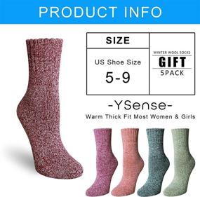 img 2 attached to Womens Wool Socks: Vintage Knit Winter Warmth - 5 Pairs for Women & Men