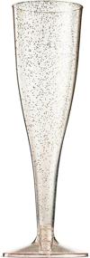 img 3 attached to 🥂 50 Gold Glitter Plastic Champagne Flutes - Premium Quality Clear Plastic Toasting Glasses for Weddings, Parties, and Cocktails - Disposable 5 Oz Wedding Party Cups