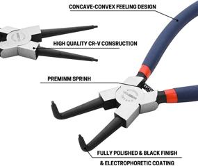 img 1 attached to 🔧 WISEPRO 4-частый набор плоскогубцев для стопорных колец - Прочный набор плоскогубцев для легкого снятия и удерживания колец диаметром 13 дюймов - Включает мешок для хранения