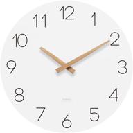 🕒 mooas 12-inch wood wall clock, non-ticking sweep movement for home, living room, kitchen, bedroom, office, school, hotel - battery operated decorative wall clock logo