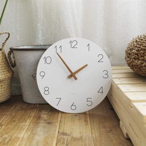 img 1 attached to 🕒 Mooas 12-Inch Wood Wall Clock, Non-Ticking Sweep Movement for Home, Living Room, Kitchen, Bedroom, Office, School, Hotel - Battery Operated Decorative Wall Clock