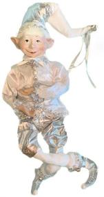 img 4 attached to 🎅 Exquisite AtoZ Posable Elf with Ornament: 21" Tall Christmas Elves Decoration in White/Silver - New Peace and Joy Collection