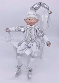 img 3 attached to 🎅 Exquisite AtoZ Posable Elf with Ornament: 21" Tall Christmas Elves Decoration in White/Silver - New Peace and Joy Collection